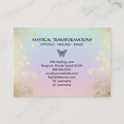 *~* Moth Butterfly Magic Boho Rainbow Pastel Visitekaartje (Achterkant)