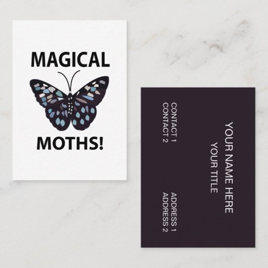 Moth Butterfly Magical Moths Visitekaartje (Voorkant / Achterkant)