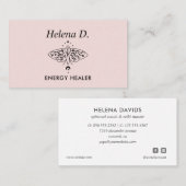 Moth Butterfly Moon Phase Reiki Practitioner Pink Visitekaartje (Voorkant / Achterkant)