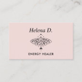 Moth Butterfly Moon Phase Reiki Practitioner Pink Visitekaartje (Voorkant)