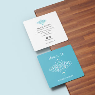 Moth Butterfly Moon Phase Reiki Practitioner Yoga Vierkante Visitekaartje