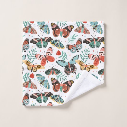 Moth Butterfly Pattern Bad Handdoek (Wasdoekje)