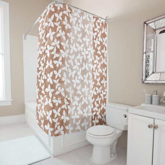 Moth Butterfly Pattern Douchegordijn (In situ)