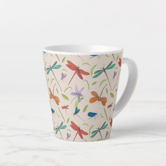 Moth Butterfly Pattern Latte Mok (Rechterhoek)