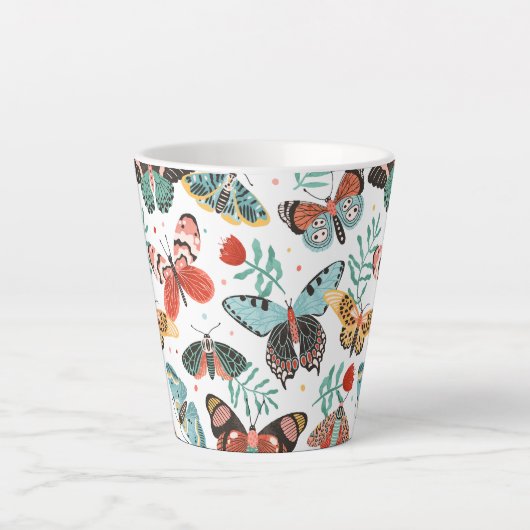 Moth Butterfly Pattern Latte Mok (Voorkant)