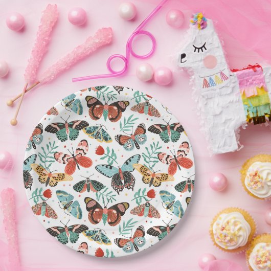 Moth Butterfly Pattern Papieren Bordje (Feest)
