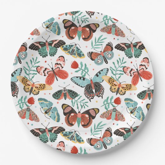 Moth Butterfly Pattern Papieren Bordje (Voorkant)