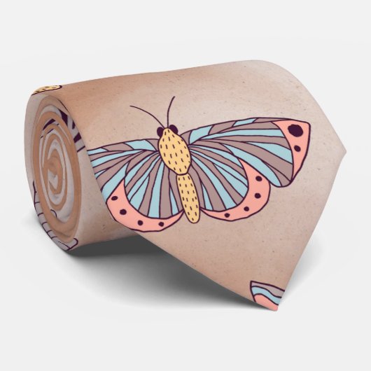 Moth Butterfly Pattern Stropdas (Opgerold)