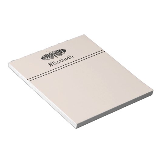  Moth Elegant Black en Buff met naam Notitieblok (Schuin)