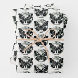 Moth en Maan Wrapping Paper Flat Sheet Set van 3