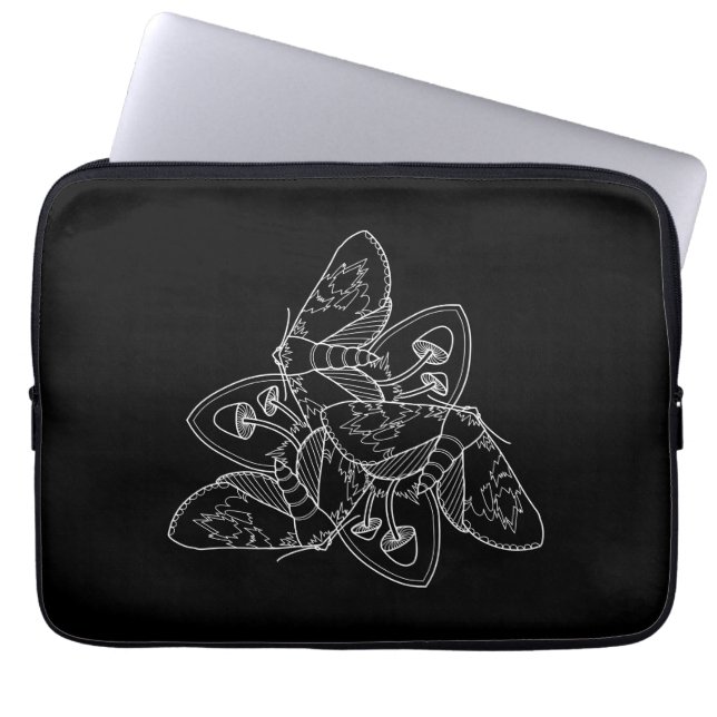 Moth en Mushroom Laptop Sleeve (Voorkant)