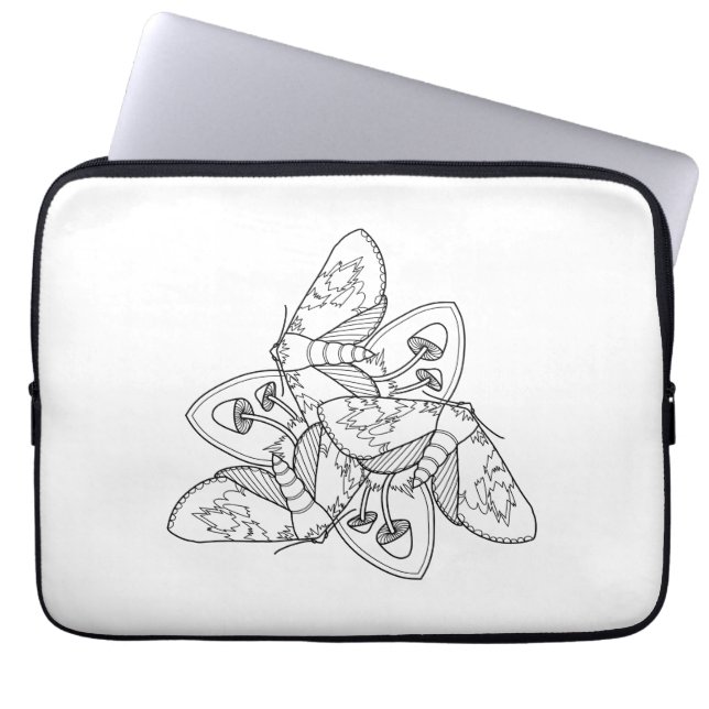 Moth en Mushroom Laptop Sleeve 10 inch (Voorkant)
