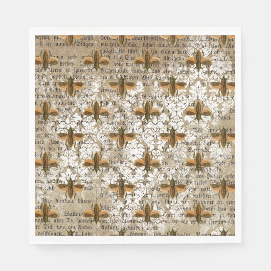  Moth en Newsprint Collage Servet (Voorkant)