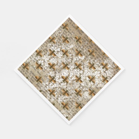  Moth en Newsprint Collage Servet (Hoek)