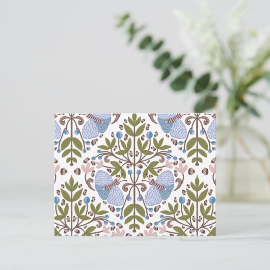 Moth floral pattern briefkaart (Staand voorkant)