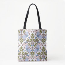 Moth floral pattern canvas tas