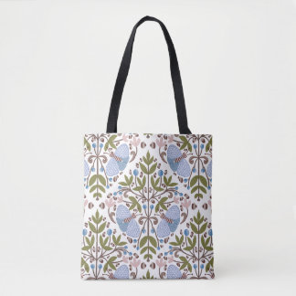 Moth floral pattern canvas tas