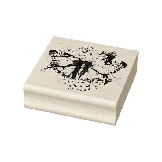 Moth & Flowers Rubber Stamp Rubberstempel (Stempel)