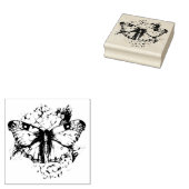 Moth & Flowers Rubber Stamp Rubberstempel (Gestempeld)