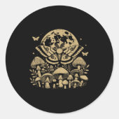 Moth Full Moon Mushroom Boho Aesthetic Occult Men  Ronde Sticker (Voorkant)