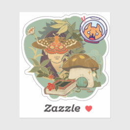 Moth Gemaskerde Geest & Kosmische Kat: Betoverd Bo Sticker