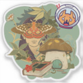 Moth Gemaskerde Geest & Kosmische Kat: Betoverd Bo Sticker (Voorkant)