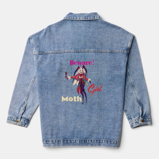 Moth girl anime denim jacket (Achterkant)