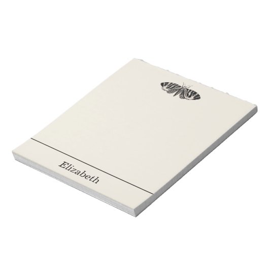  Moth Illustration Black Beige Personalized Notitieblok (Linkerzijde)