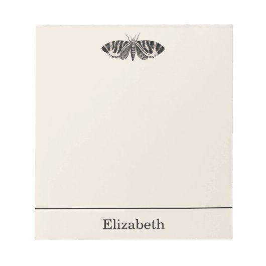  Moth Illustration Black Beige Personalized Notitieblok (Voorkant)