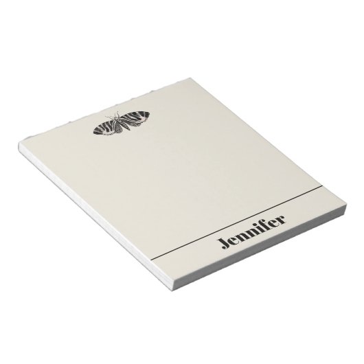  Moth Illustration Black Beige Personalized Notitieblok (Schuin)