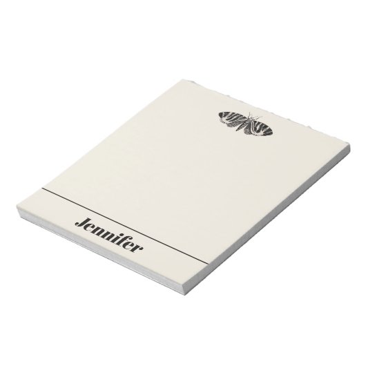  Moth Illustration Black Beige Personalized Notitieblok (Linkerzijde)