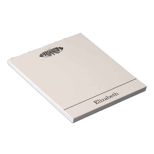  Moth Illustration Black en Buff Notitieblok (Schuin)