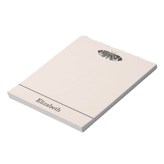  Moth Illustration Black en Buff Notitieblok (Linkerzijde)