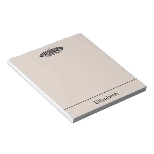  Moth Illustration Black en Buff Notitieblok (Schuin)