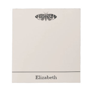 Moth Illustration Black en Buff Notitieblok