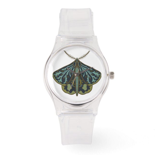 Moth illustration watch horloge (Voorkant)