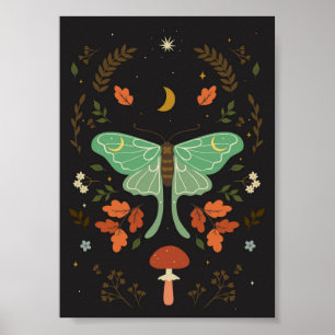 moth in boho stijl. poster