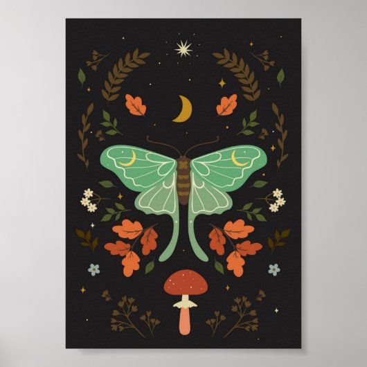 moth in boho stijl. poster (Voorkant)