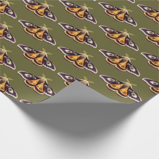 Moth Insect Art Goblincore Saturnia Witchy Green Cadeaupapier (Hoek)