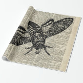 Moth Insect  Illustratie op oude boekpagina Cadeaupapier (Uitgerold)