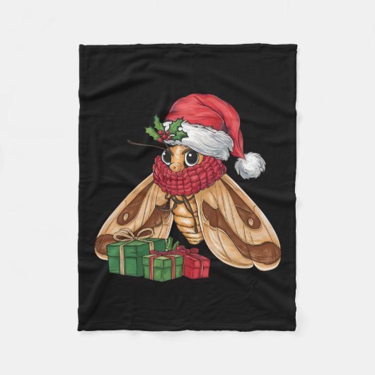 Moth Lover Kerstvakantie Santa Moth Kerstmis Fleece Deken (Voorkant)