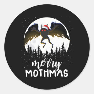 Moth Merry Mothmas Creepy Folklore Cryptid Ronde Sticker