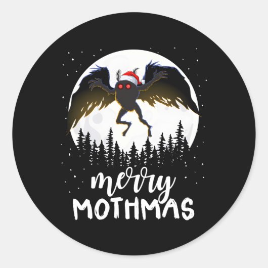 Moth Merry Mothmas Creepy Folklore Cryptid Ronde Sticker (Voorkant)