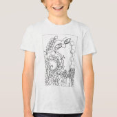 Moth met slak en fantasiebloemen Tri-Blend shirt (Voorkant)