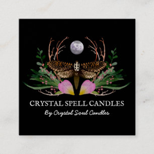 Moth Moon Candle Inention Spell Vierkante Visitekaartje