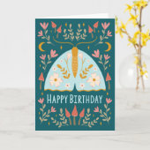 Moth, Moons & Mushrooms Verjaardag Kaart (Gele Bloem)