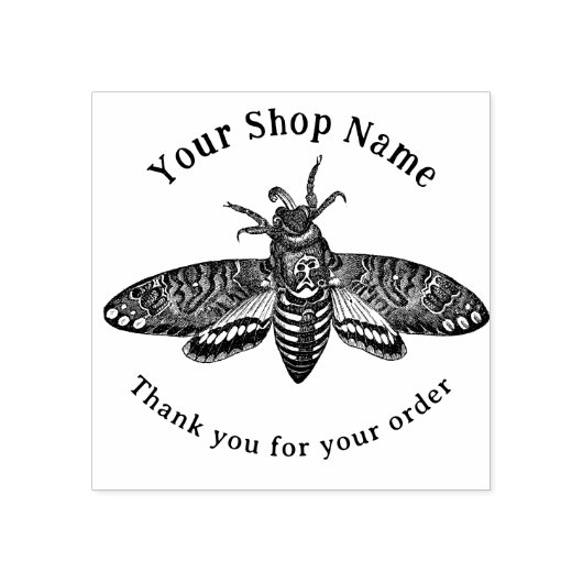 Moth of Death Sjabloon Small Business Rubberstempel (Afrduk)