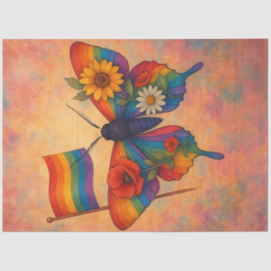 Moth of Pride and Blossoms Decoupage Papier (Voorkant)