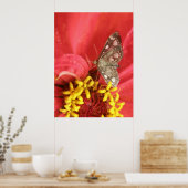  Moth on Red Flower Print (Keuken)