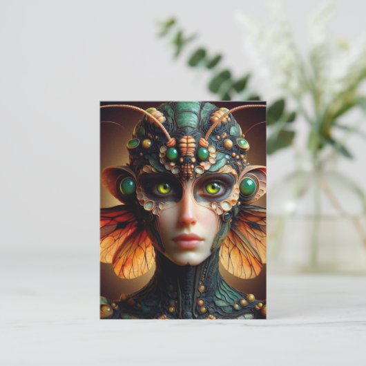 Moth Person Scifi Briefkaart (Staand voorkant)